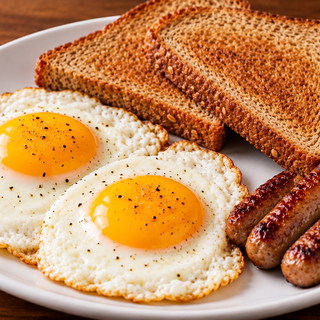 Simple Breakfast - 2 Eggs, Bacon or Sausage,  & Toast